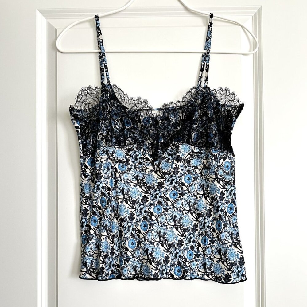 SANDRO Blue Floral Lace Camisole Sleeveless Tank Size 2